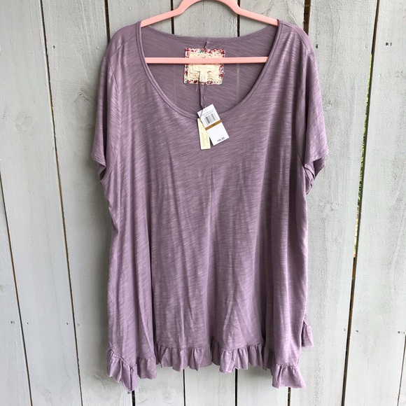 Cupio Tops - Cupio Purple Ruffle Bottom Top